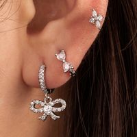 1 Piece IG Style French Style Simple Style Rhombus Bow Knot Inlay Copper Zircon Drop Earrings Earrings Ear Studs main image 1