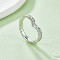 Sterling Silver Simple Style Round Gra Plating Inlay Moissanite Rings main image 4