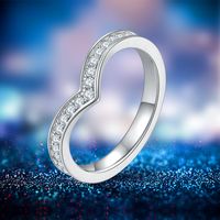 Sterling Silver Simple Style Round Gra Plating Inlay Moissanite Rings main image 1