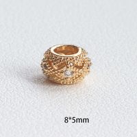 1 Piece Simple Style Round Solid Color Copper Plating Inlay Beads Jewelry Accessories sku image 2