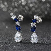 1 Pair Simple Style Water Droplets Polishing Plating Inlay Sterling Silver Zircon Drop Earrings main image 1