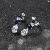 1 Pair Simple Style Water Droplets Polishing Plating Inlay Sterling Silver Zircon Drop Earrings main image 3