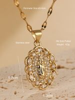 Elegant Oval Lace Stainless Steel Plating Inlay Zircon 18k Gold Plated Pendant Necklace main image 2