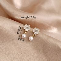 1 Pair Elegant Simple Style Flower Plating Inlay Alloy Artificial Pearls Gold Plated Drop Earrings main image 2