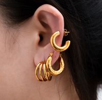 1 Pair Simple Style Geometric Plating Titanium Steel 18k Gold Plated Earrings Ear Studs main image 7