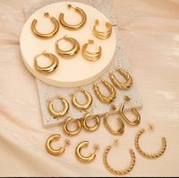 1 Pair Simple Style Geometric Plating Titanium Steel 18k Gold Plated Earrings Ear Studs main image 1