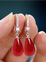 1 Pair Casual Classic Style Water Droplets Copper Artificial Gemstones Rhinestones White Gold Plated Drop Earrings main image 7