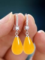 1 Pair Casual Classic Style Water Droplets Copper Artificial Gemstones Rhinestones White Gold Plated Drop Earrings main image 8