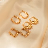 1 Pair Simple Style C Shape Heart Shape Plating 304 Stainless Steel Gold Plated Hoop Earrings main image 4