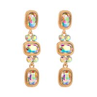 1 Pair Luxurious Shiny Round Rectangle Plating Inlay Alloy Rhinestones Glass Drop Earrings main image 6