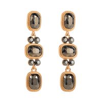 1 Pair Luxurious Shiny Round Rectangle Plating Inlay Alloy Rhinestones Glass Drop Earrings main image 5