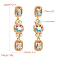1 Pair Luxurious Shiny Round Rectangle Plating Inlay Alloy Rhinestones Glass Drop Earrings main image 2