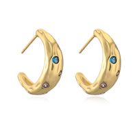 1 Pair Vintage Style Luxurious Simple Style C Shape Plating Inlay Copper Zircon Ear Cuffs Ear Studs main image 5