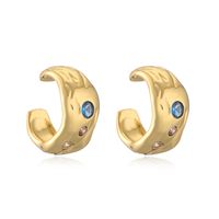 1 Pair Vintage Style Luxurious Simple Style C Shape Plating Inlay Copper Zircon Ear Cuffs Ear Studs main image 7
