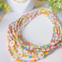 Ig Style Daisy Glass Shell Copper Beaded Knitting Plating 18k Gold Plated Women's Necklace main image 1
