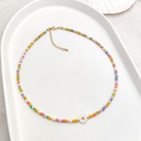 Ig Style Daisy Glass Shell Copper Beaded Knitting Plating 18k Gold Plated Women's Necklace main image 5