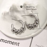 1 Pair Retro XUPING Simple Style C Shape Geometric 304 Stainless Steel Ear Studs main image 3