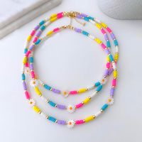 Ig Style Rainbow Daisy Shell Soft Clay Copper Plating 18k Gold Plated Women's Necklace main image 1