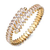 Elegant Solid Color Copper Plating Inlay Zircon Gold Plated Bangle main image 4