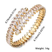 Elegant Solid Color Copper Plating Inlay Zircon Gold Plated Bangle main image 10