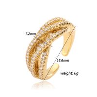 De Gros Glamour Luxueux Brillant Croix Le Cuivre Irrégulière Placage Incruster Zircon Anneau Ouvert main image 2