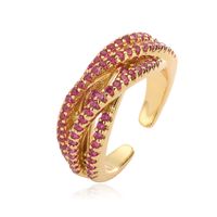 Großhandel Glam Luxuriös Glänzend Kreuzen Kupfer Irregulär Überzug Inlay Zirkon Offener Ring sku image 2