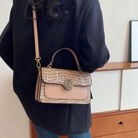 Women's Pu Leather Crocodile Vintage Style Classic Style Sewing Thread Metal Button Square Flip Cover Shoulder Bag main image 3