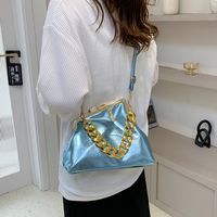 Women's Pu Leather Solid Color Preppy Style Classic Style Sewing Thread Shell Lock Clasp Shoulder Bag sku image 8