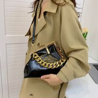 Women's Pu Leather Solid Color Preppy Style Classic Style Sewing Thread Shell Lock Clasp Shoulder Bag sku image 4