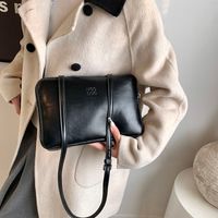 Women's Pu Leather Solid Color Vintage Style Classic Style Sewing Thread Square Zipper Shoulder Bag main image 2