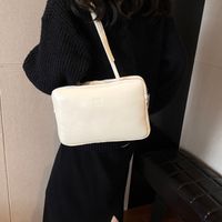 Women's Pu Leather Solid Color Vintage Style Classic Style Sewing Thread Square Zipper Shoulder Bag main image 5
