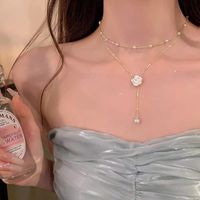 Elegante Forma De Corazón Perla De Imitación Aleación Con Cuentas Enchapado Embutido Diamantes De Imitación Perla Mujeres Collar Colgante sku image 6