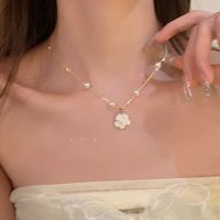 Elegant Heart Shape Imitation Pearl Alloy Beaded Plating Inlay Rhinestones Pearl Women's Pendant Necklace sku image 7