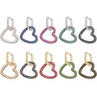 Korean Micro-inlaid Colorful Diamond Heart Earrings Exaggerated Diy Jewelry Accessories Wholesale sku image 1
