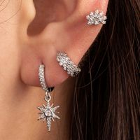 1 Piece IG Style French Style Simple Style Round Sun Solid Color Inlay Copper Zircon Earrings Ear Studs main image 1