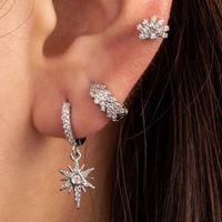 1 Piece IG Style French Style Simple Style Round Sun Solid Color Inlay Copper Zircon Earrings Ear Studs main image 5