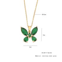 Wholesale IG Style Shiny Butterfly 304 Stainless Steel Inlay 18K Gold Plated Glass Pendant Necklace main image 2