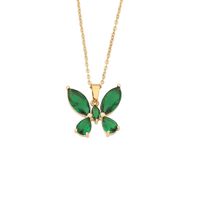 Wholesale IG Style Shiny Butterfly 304 Stainless Steel Inlay 18K Gold Plated Glass Pendant Necklace main image 10
