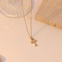 Stainless Steel Vintage Style Simple Style Cross Plating Inlay Zircon Pendant Necklace sku image 1