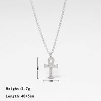Stainless Steel Vintage Style Simple Style Cross Plating Inlay Zircon Pendant Necklace main image 3