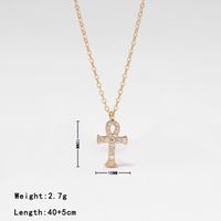 Stainless Steel Vintage Style Simple Style Cross Plating Inlay Zircon Pendant Necklace main image 2