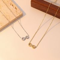 304 Stainless Steel White Gold Plated Gold Plated Casual Simple Style Inlay Infinity Artificial Diamond Pendant Necklace main image 4