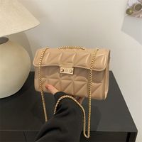 Women's Pu Leather Solid Color Vintage Style Classic Style Square Lock Clasp Shoulder Bag main image 3