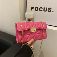 Women's Pu Leather Solid Color Vintage Style Classic Style Square Lock Clasp Shoulder Bag main image 4
