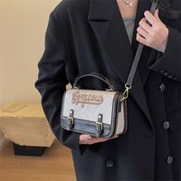 Women's Pu Leather Solid Color Classic Style Sewing Thread Square Flip Cover Shoulder Bag main image 5