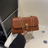 Women's Pu Leather Solid Color Vintage Style Classic Style Square Flip Cover Shoulder Bag main image 3