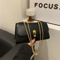 Women's Pu Leather Solid Color Vintage Style Classic Style Square Flip Cover Shoulder Bag main image 2