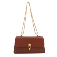 Women's Pu Leather Solid Color Vintage Style Classic Style Square Flip Cover Shoulder Bag sku image 1