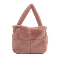 Women's Plush Color Block Classic Style Square Magnetic Buckle Underarm Bag sku image 3