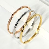 Stainless Steel Ig Style Elegant Simple Style Geometric Letter Electrocardiogram Plating Carving Bangle sku image 8